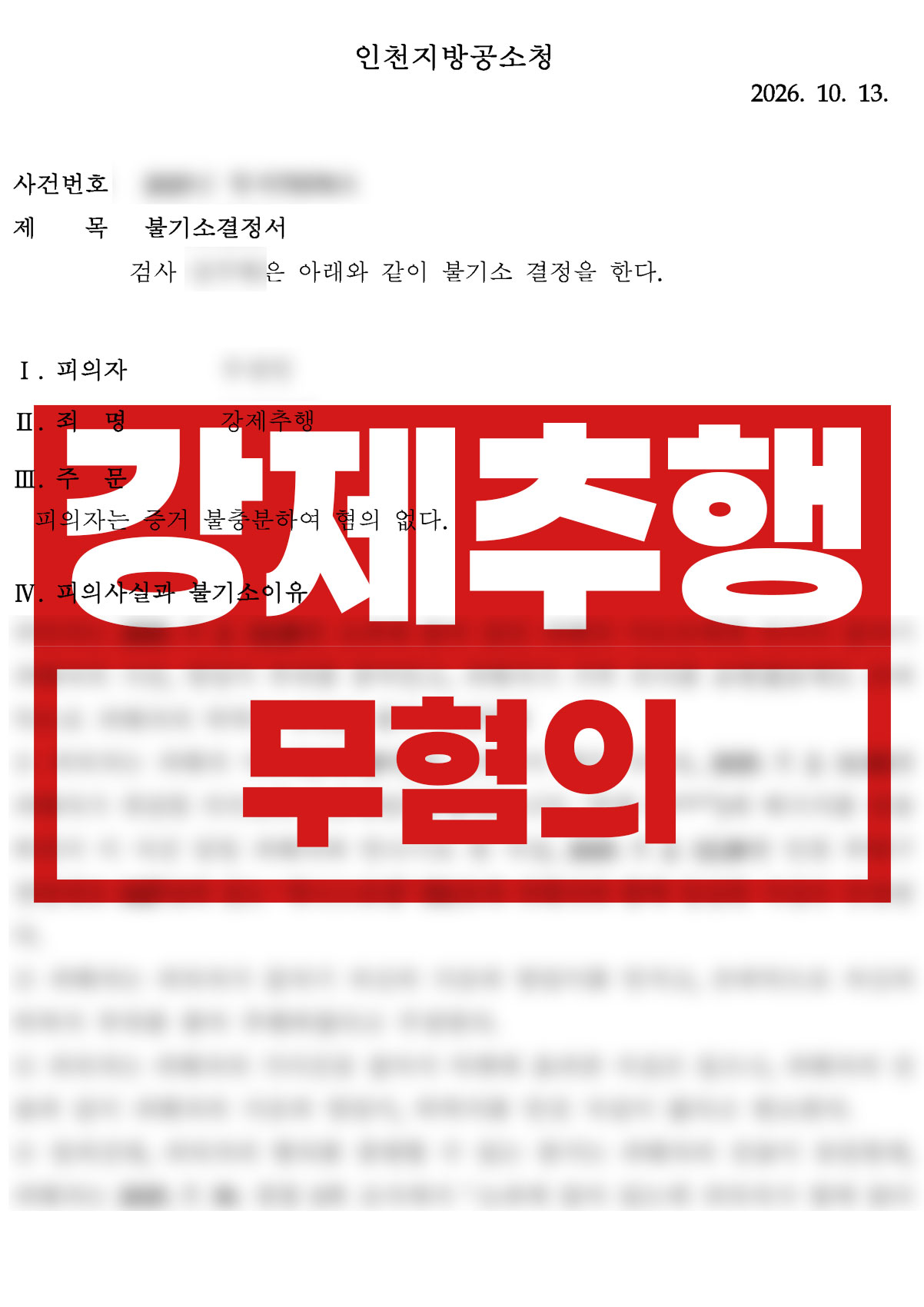 모텔에서의 강제추행 사건 | 무혐의