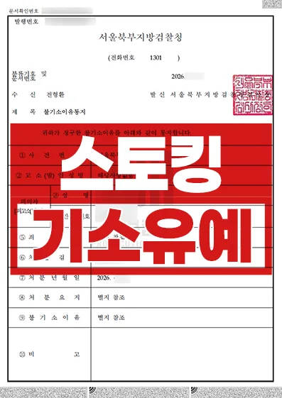 스토킹처벌법 위반 기소유예 사례