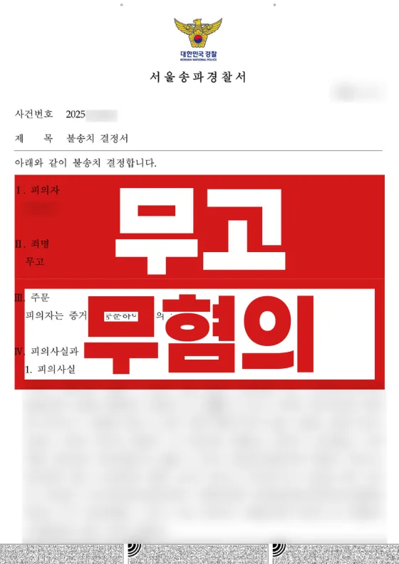 무고 무혐의 사례