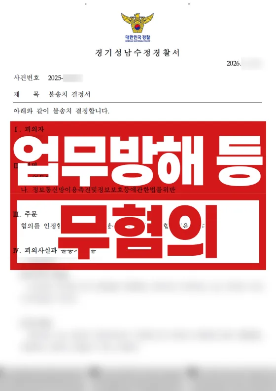 동업 정리 후 도메인 접근 차단이 고소로 | 업무방해·정보통신망침입 불송치(혐의없음)