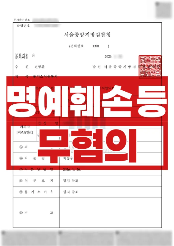 SNS 문제 제기가 세 개 혐의 고소로 | 명예훼손·모욕 공소권없음, 업무방해 불기소(혐의없음)