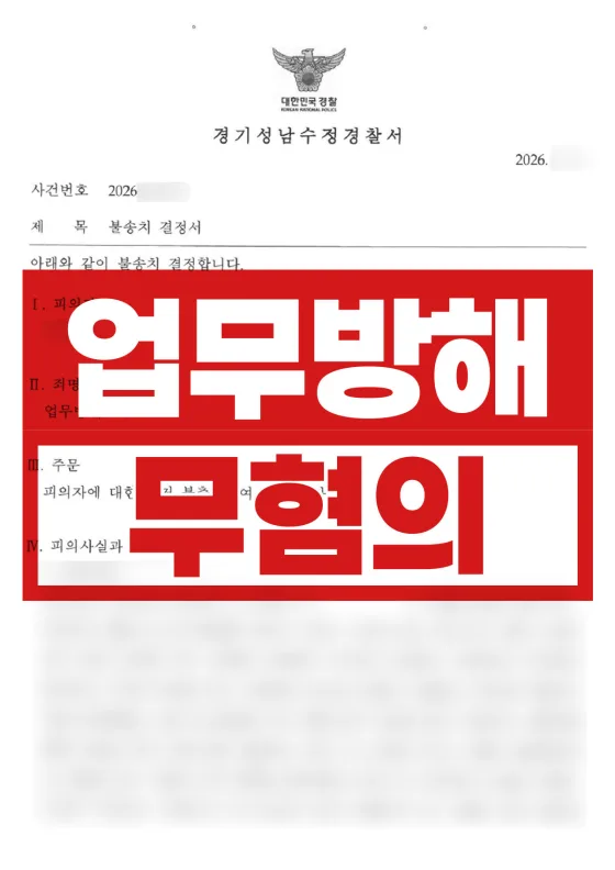 술집에서 나가달라는 요청에 언성 높인 사건 | 업무방해 불송치(혐의없음)
